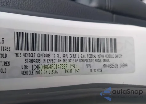 2015 Dodge Durango Sxt из США, поврежденный, VIN 1C4RDHAG4FC147287